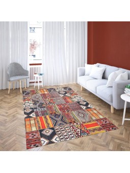 Kaymaz Taban Halı yıkanabilir Şönil Patchwork Karışık renkli