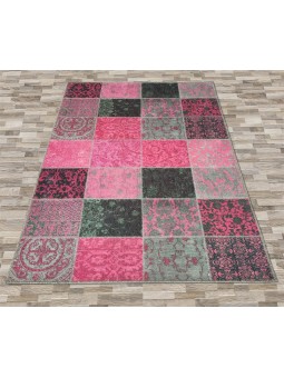 Kaymaz Taban Halı yıkanabilir Şönil Patchwork Pembe tonlarda