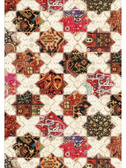 Kaymaz Taban Halı yıkanabilir Şönil Patchwork Bej Karışık renkli Halı