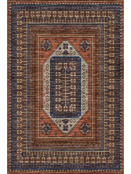 Kaymaz Taban Halı yıkanabilir eskitme Antika Kilim desenli Şönil Karışık renkli