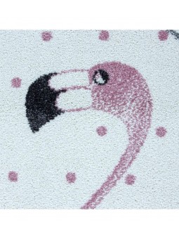 Çocuk odası halısı sevimli Flamingo Yıldız desenli Gri Pembe Beyaz