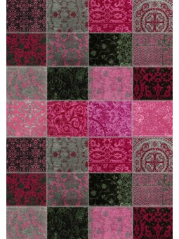 Kaymaz Taban Halı yıkanabilir Şönil Patchwork Pembe tonlarda