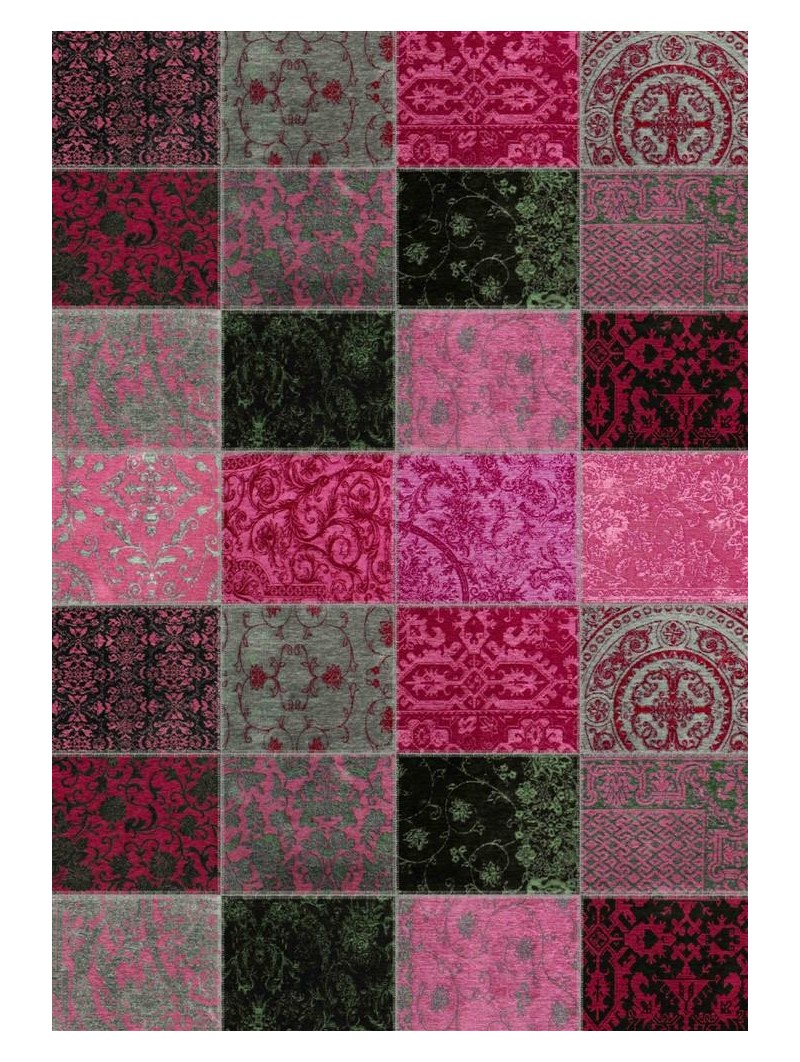 Kaymaz Taban Halı yıkanabilir Şönil Patchwork Pembe tonlarda