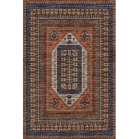 Kaymaz Taban Halı yıkanabilir eskitme Antika Kilim desenli Şönil Karışık renkli