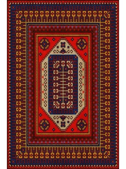 Kaymaz Taban Halı yıkanabilir eskitme Kilim desenli Kırmızı Lacivert Şönil Halı 