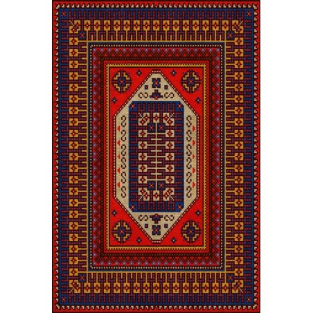 Kaymaz Taban Halı yıkanabilir eskitme Kilim desenli Kırmızı Lacivert Şönil Halı 