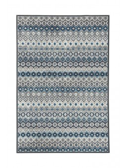 Modern İskandinav Kilim desenli Mavi Gri Halı Kaymaz Taban Makinada Yıkanabilir