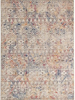 İskandinav eskitme kilim desenli Bej Krem Halı Kaymaz Taban Makinada Yıkanabilir