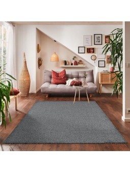 Modern Halı Salon Mutfak Oda Büro Halısı Yumuşak Kısa Havlı Kırçıllı Desen Koyu Gri