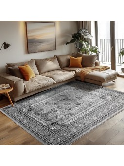Klasik desenli Salon Halısı Dokuma Halı Iran tarzı süslemeli Siyah Gri Beyaz