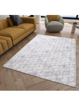 Gri tonlarda Küp Karo desenli Kesme Halı Yolluk Dijital Baskı Mutfak Salon Halısı Kaymaz Taban yıkanabilir