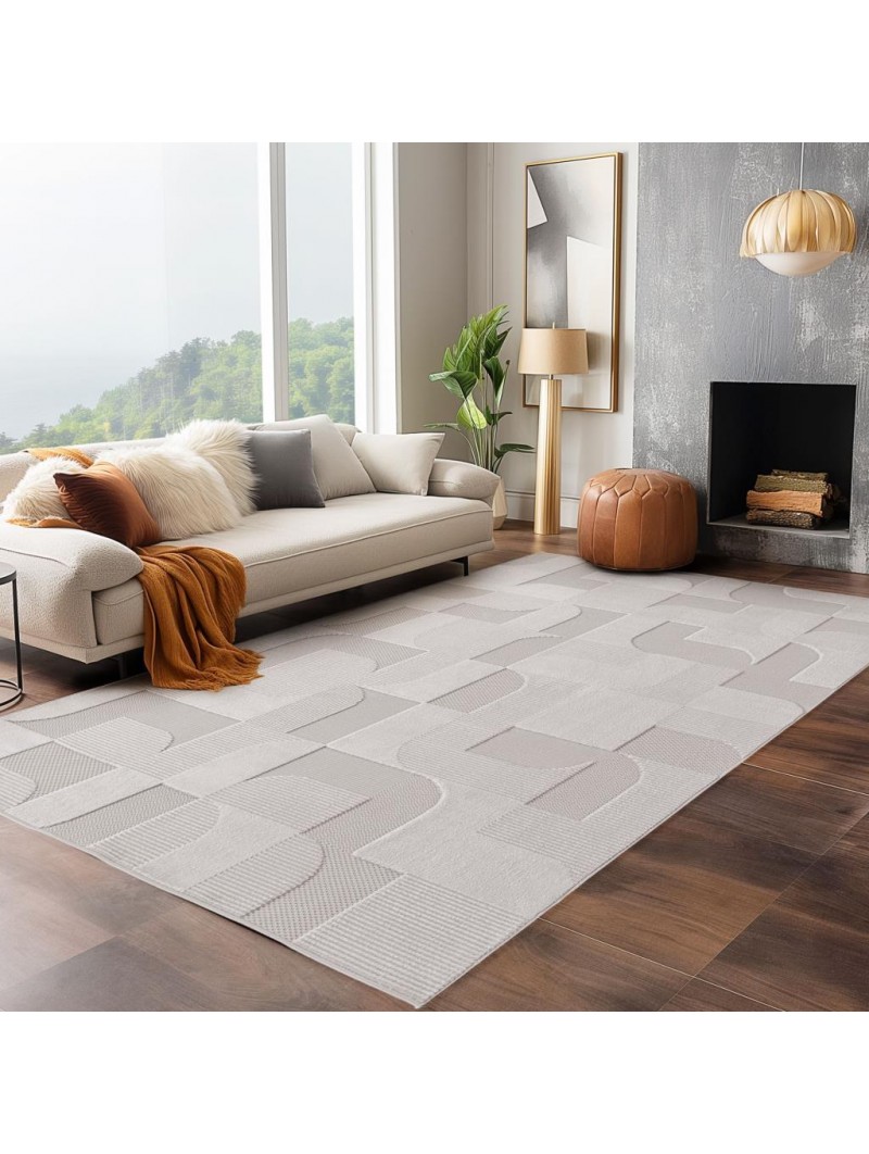 Krem Sisal Geometrik desenli Halı İç Dış Mekan Teras Balkon Salon Mutfak Oda Çocuk Halısı